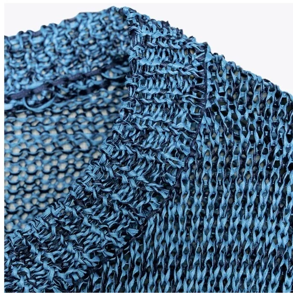 Zara Blue Ribbon Knit Crew Neck Sweater - Picture 5 of 5